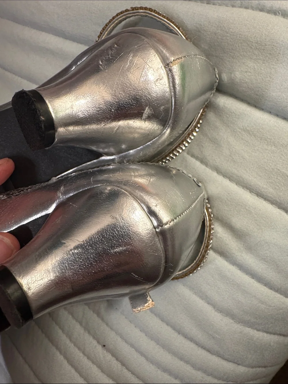 Sparkly Silver Holiday/Party Shoes with Small Heel